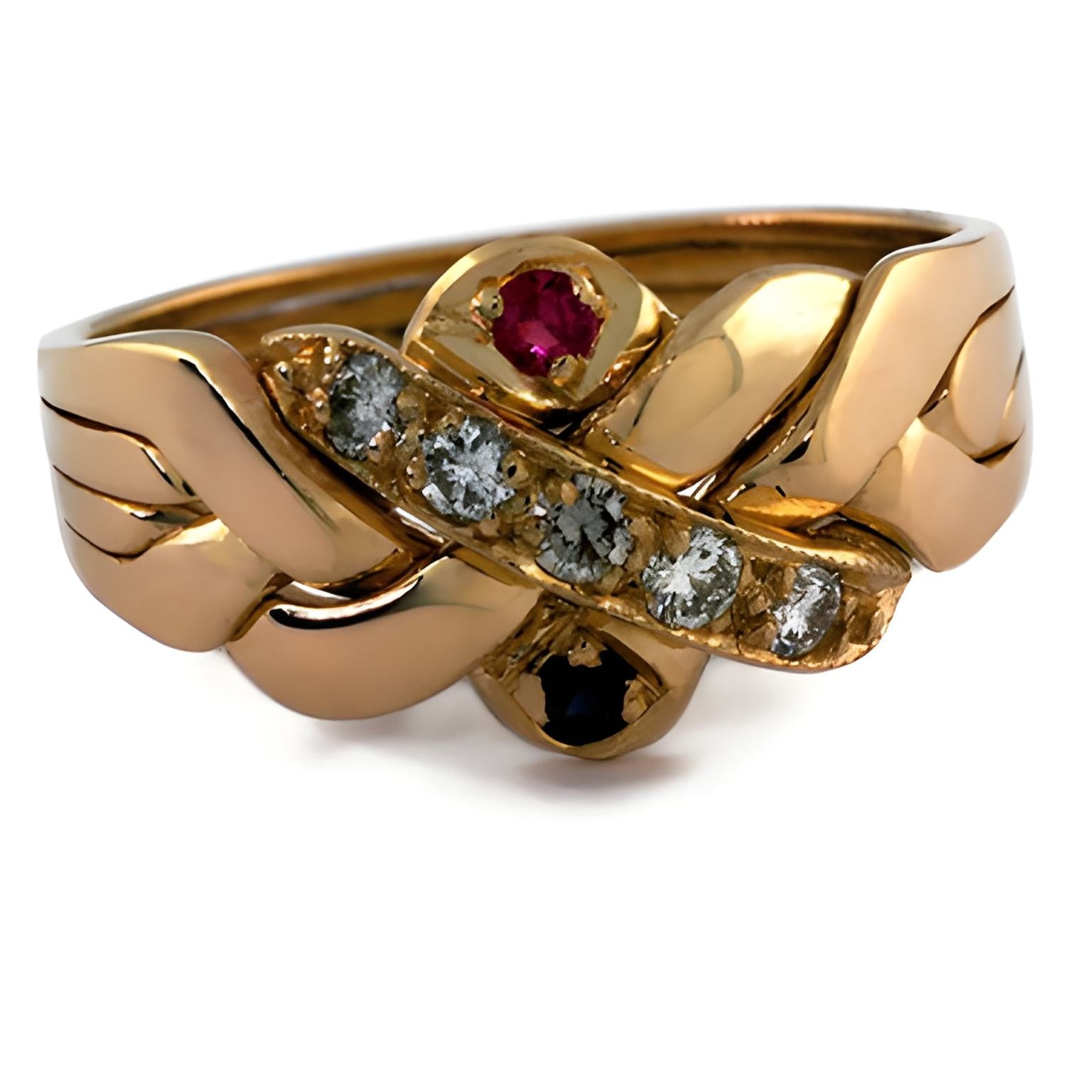 CALENDRIER double ring ゴールド Puzzle Rings 4B141DRS – Puzzle Ring Store