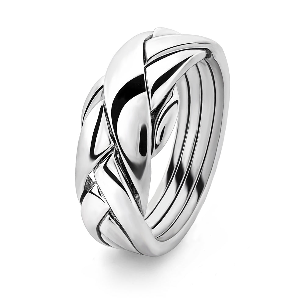 Puzzle Rings For Women Sterling Silver 4-Piece Design Puzzle Ring