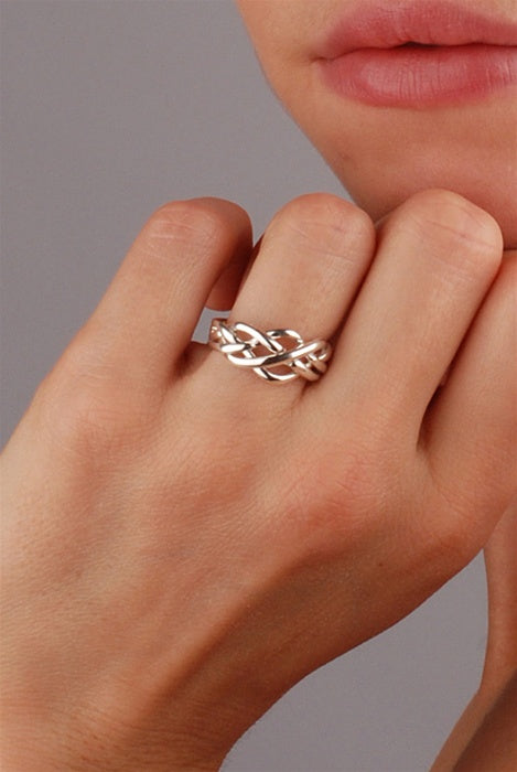 Criss cross puzzle ring 925 silver handmade 4 band Classical