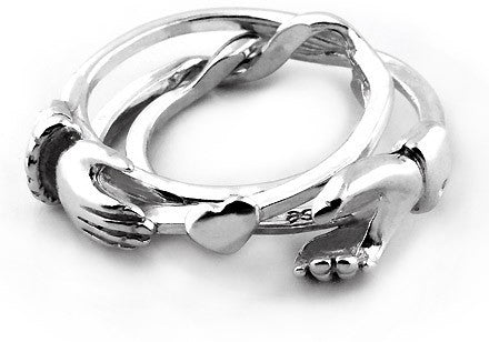 Band Men's Sterling Silver Claddagh Puzzle Ring Solid 925