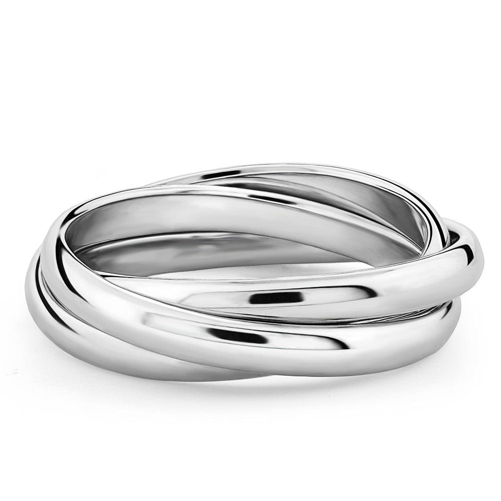 Solid 925 Sterling Silver Three Elephant Ring - Open Design Band, Size 5, High Polished